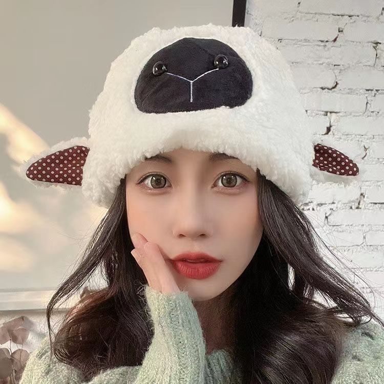 Santa Hat Plush - Mũi Đen Cừu Sang Trọng Nón