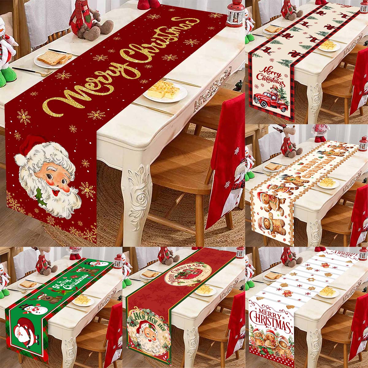 Christmas Santa Clause Polyest - đánh giá và giá Christmas Table Runner