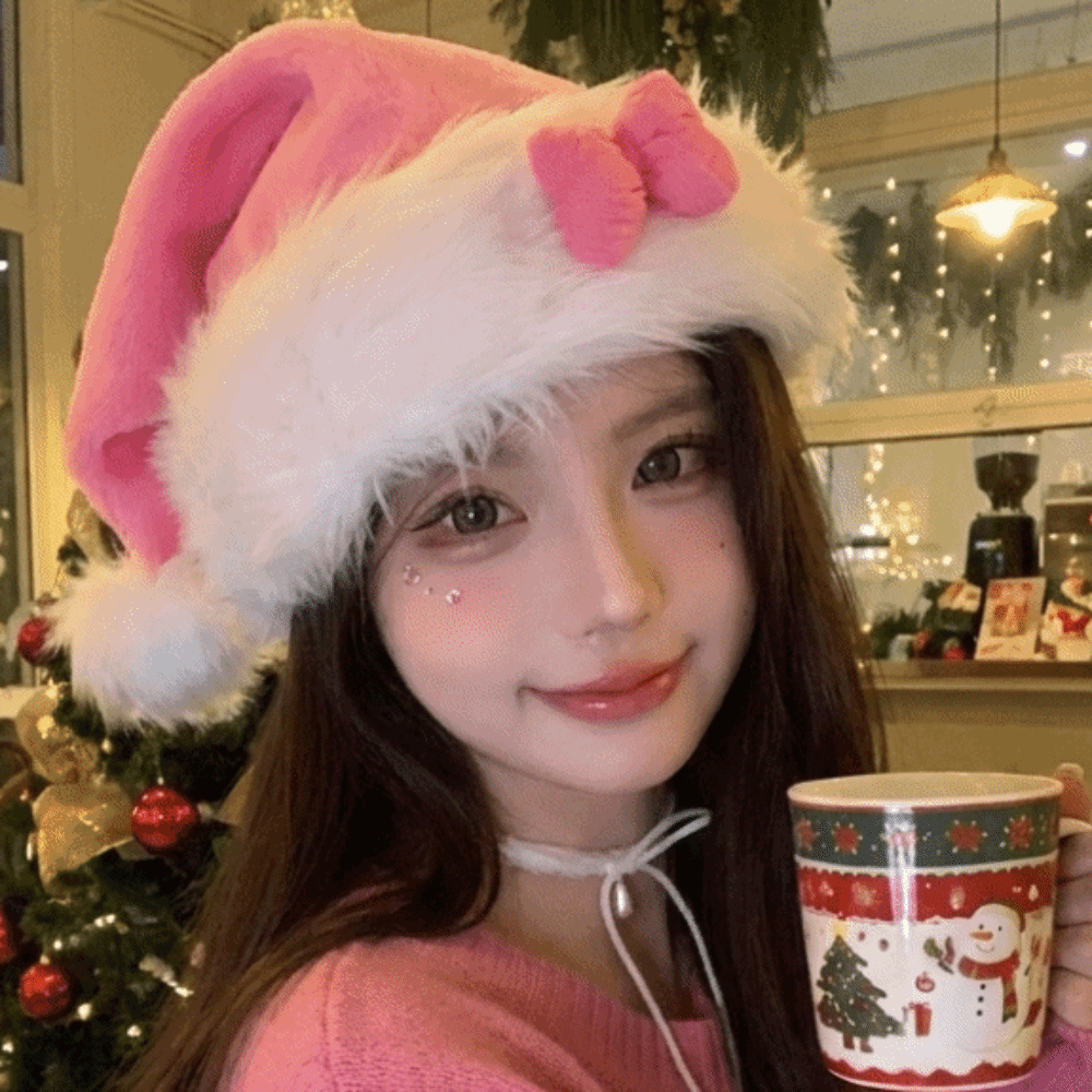 Chic Star Pattern Pink Bow San - đánh giá và giá Santa Hat Plush