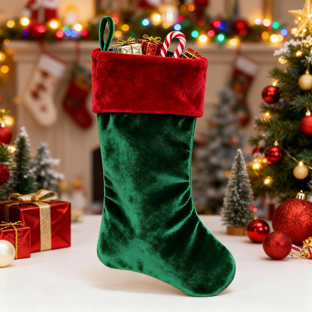 Red Green Velvet Christmas Sto - đánh giá và giá Christmas Stocking Hanging